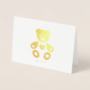 Etched Gold Foil Baby Bear Greeting Cards