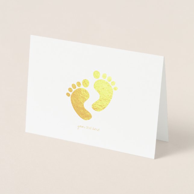 Etched Gold Foil Baby Feet Greeting Cards (Front)