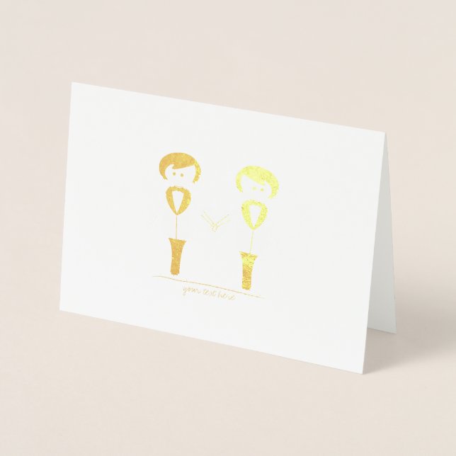 Etched Gold Foil Groom & Groom Wedding Cards (Front)