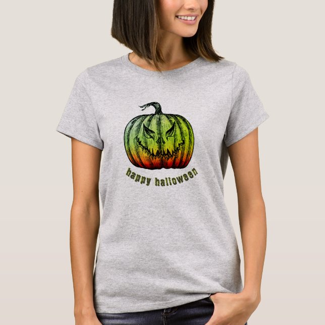Etched Jack-o-lantern Halloween T-Shirt (Front)