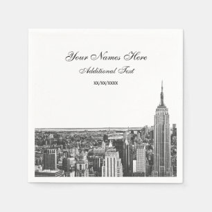 Etched Look NYC Skyline Silhouette, ESB Napkin