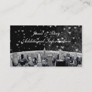 Etched NYC Skyline #2 Black Wht Heart Insert Card