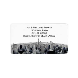 Etched NYC Skyline #2 H Address Label