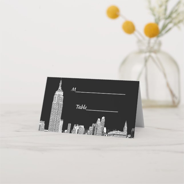 Etched NYC Skyline DIY BG Colour Escort Cards #2 (Front)