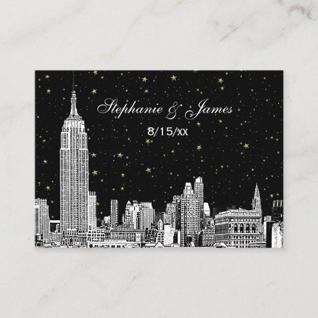 Etched NYC Skyline Starry DIY BG Colour Place Card (Front)