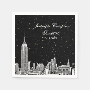 Etched NYC Skyline Starry DIY BG Sweet 16 Napkin