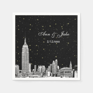 Etched NYC Skyline Starry DIY BG Wedding Napkin