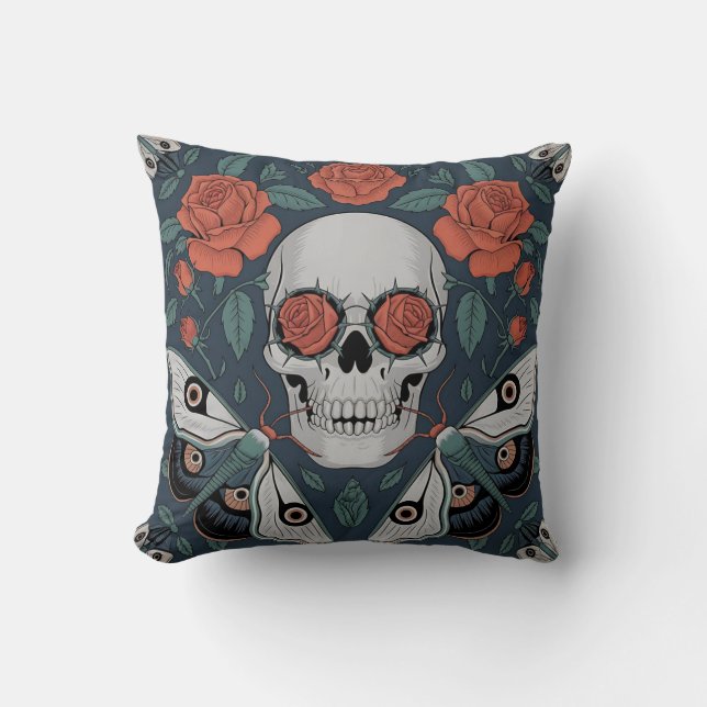 Eternal Bloom: A Dance of Life and Death Cushion (Front)