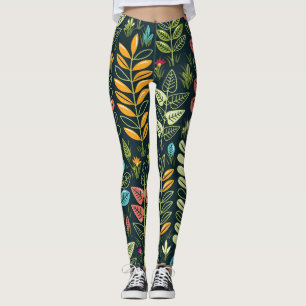 Eternal Blooms: Hand-Drawn Floral Elegance Leggings