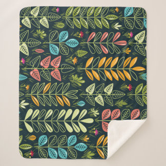 Eternal Blooms: Hand-Drawn Floral Elegance Sherpa Blanket