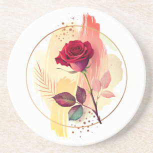 Eternal Blush: A Modern Rose in Abstract Harmony Coaster