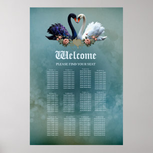 Eternal Bond, Black and White Swans in Love.  Poster