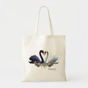 Eternal Bond, Black and White Swans in Love.  Tote Bag