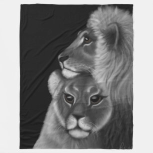 Eternal Bond: Lion Love in the Shadows Fleece Blanket