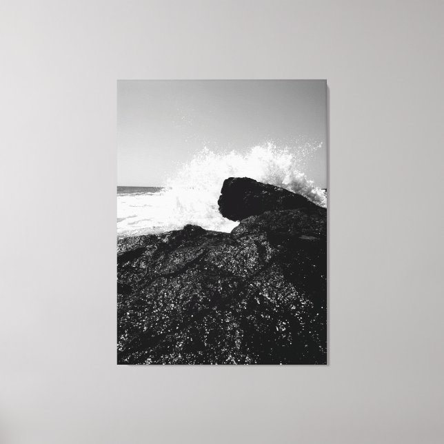 Eternal Dance of the Waves on Black Rocks Canvas Print (Front)