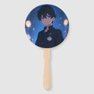 Eternal Echo Cool Anime Boy Aesthetic Party Button Hand Fan