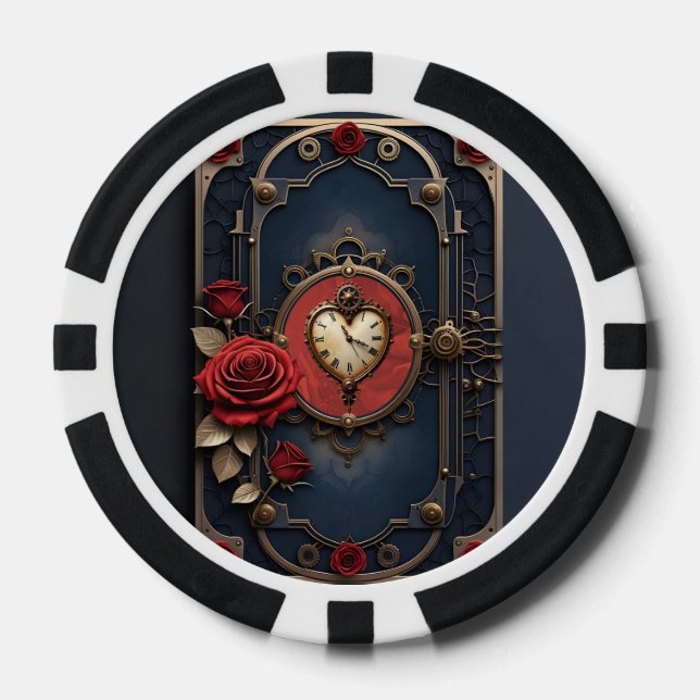 Eternal Elegance – Clockwork Heart Poker Chips (Front)