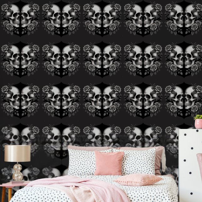 Eternal Elegance: Gothic Skull and Roses Wallpaper (Creator Uploaded)