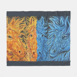Eternal Equilibrium- Horses- Twin Flame Fleece Blanket