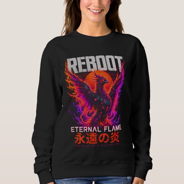 Eternal Flame Illustration – Phoenix of Neon Fire Sweatshirt (Front)