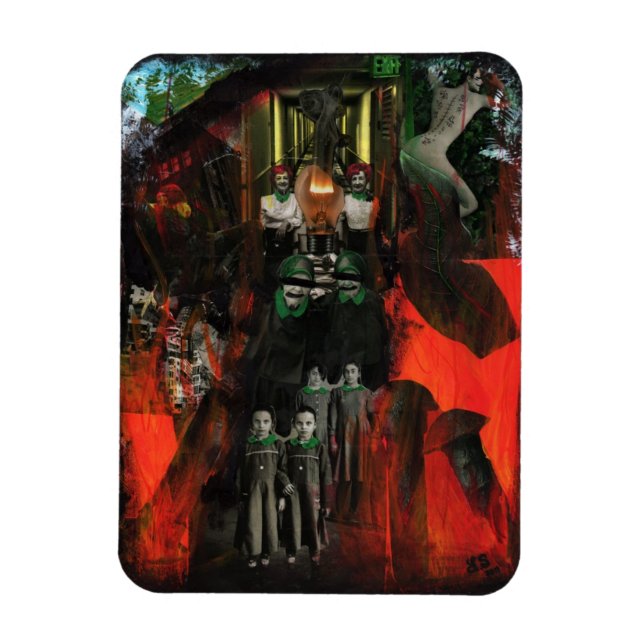 Eternal Flame Surreal Goth Mixed Media Collage Art Magnet (Vertical)