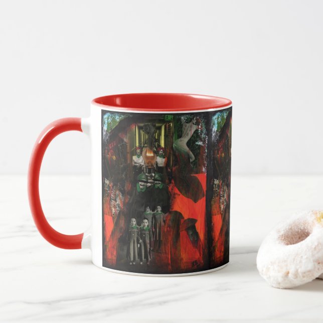 Eternal Flame Surreal Goth Mixed Media Collage Art Mug (With Donut)