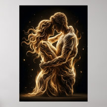 Eternal Glow - Minimalist Golden Silhouette Art