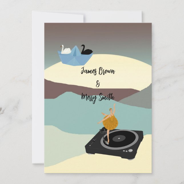 Eternal Grace Ballet of Love and Moonlit Wedding Invitation (Front)