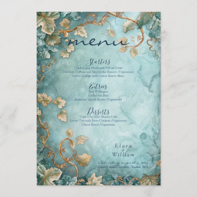 Eternal Grace Fantasy Wedding Menu (Front)