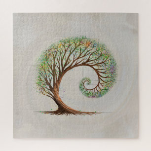 Eternal Growth - Golden Ratio Spiral Tree Jigsaw Puzzle