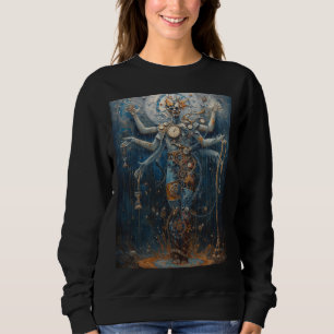 Eternal Guardian of Time Surreal Clockwork Deity Sweatshirt