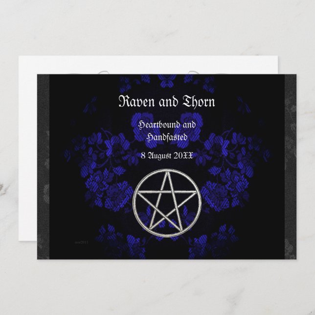 Eternal Handfasting/Wedding Pentacle Blue Ste Invitation (Front/Back)
