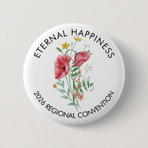 Eternal Happiness 2026 Convention with Flowers 6 Cm Round Badge