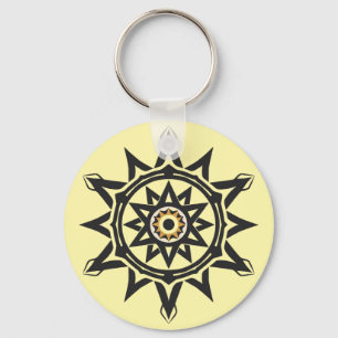 Eternal Harmony Mandala — Divine Geometry in Gold Key Ring