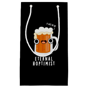 Eternal Hoptimist Funny Beer Pun Dark BG Small Gift Bag