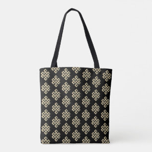 Eternal Knot Pattern on Black Tote Bag