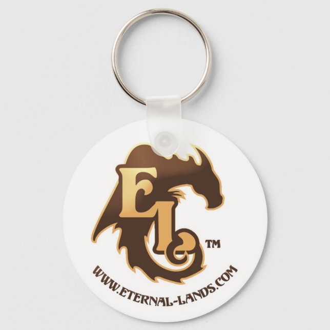 Eternal Lands Logo Keychain, Brown Key Ring (Front)