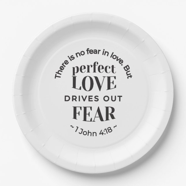 Eternal Love - 1 John 4:18 Scripture Quote Art Paper Plate (Front)