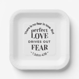 Eternal Love - 1 John 4:18 Scripture Quote Art Paper Plate
