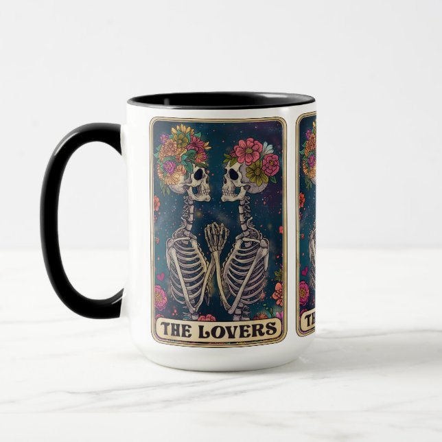 Eternal Love Brews Here! ☕💀🌺 The Lovers Tarot Mug (Left)