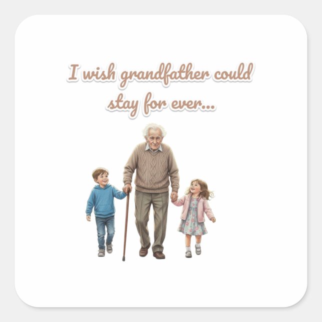 Eternal Love grandfather And Grandchildren Square Sticker (Front)