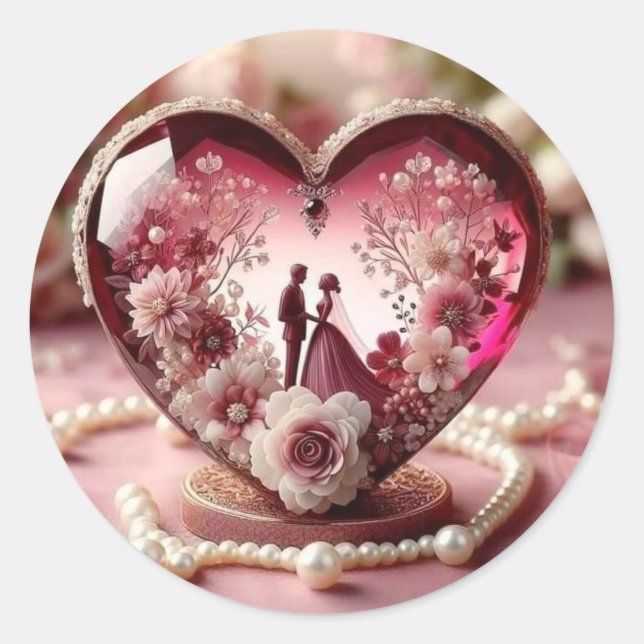 Eternal Love Heart Sculpture" Classic Round Sticker (Front)