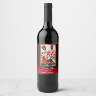ETERNAL LOVE MONOGRAM Romantic Wedding Red Wine Label