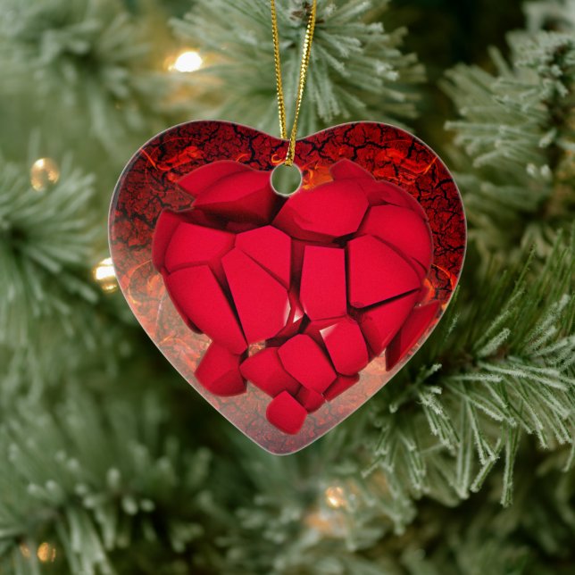 "Eternal Love: Ornate Heart Design." Ceramic Tree Decoration (Tree)