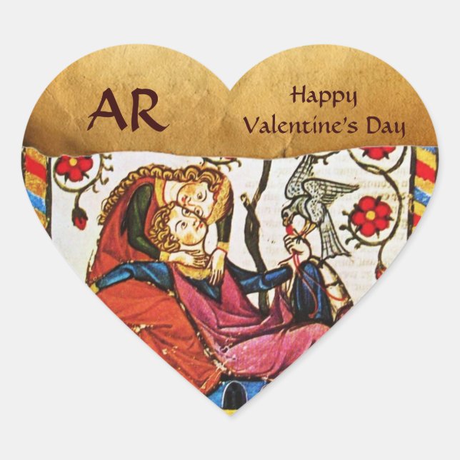 ETERNAL LOVE VALENTINE HEART MONOGRAM PARCHMENT STICKER (Front)