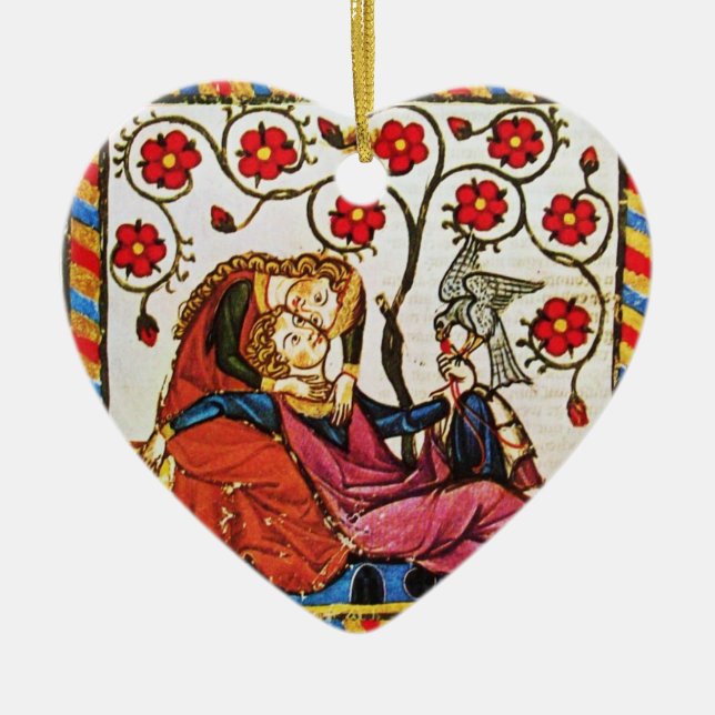 ETERNAL LOVE VALENTINE'S DAY HEART PARCHMENT CERAMIC TREE DECORATION (Front)