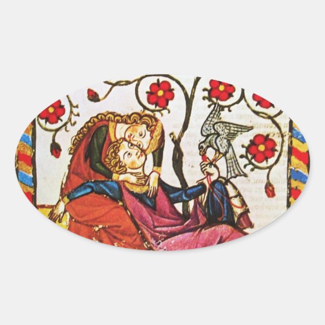 ETERNAL LOVE VALENTINE'S DAY OVAL PARCHMENT STICKER (Front)