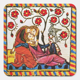 ETERNAL LOVE VALENTINE'S DAY PARCHMENT SQUARE STICKER