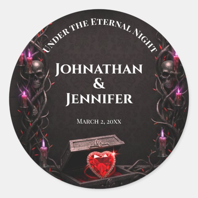 Eternal Night Gothic Vampire Wedding Dark Romance Classic Round Sticker (Front)