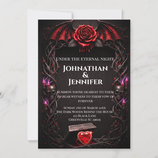 Eternal Night Gothic Vampire Wedding Dark Romance  Invitation (Front)
